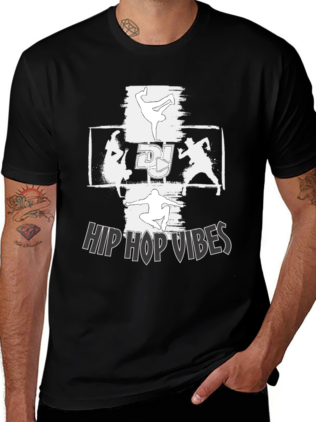 Hip Hop Vibes Black Graphic Tee