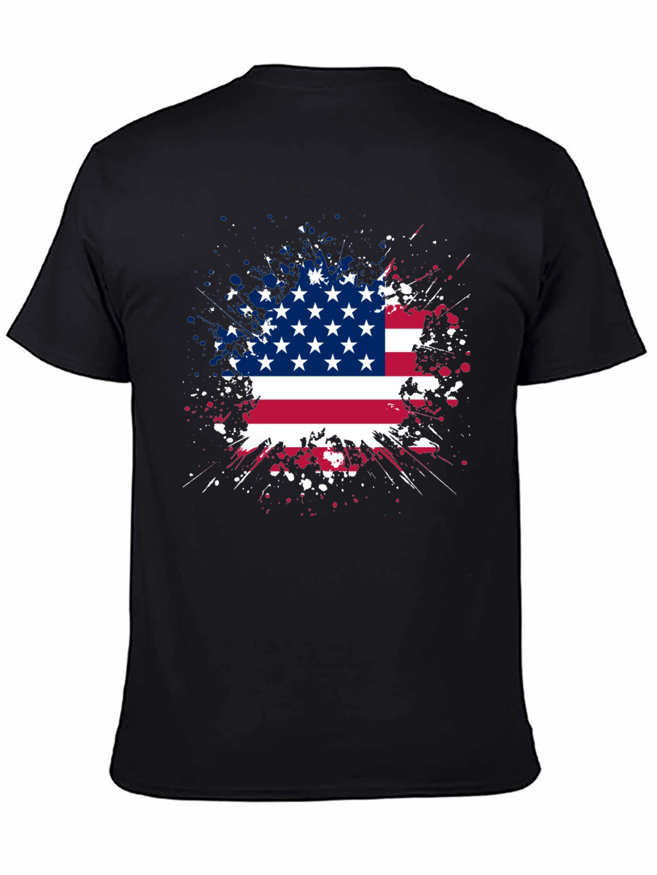 American Flag Splatter Graphic Tee - Patriotic Style