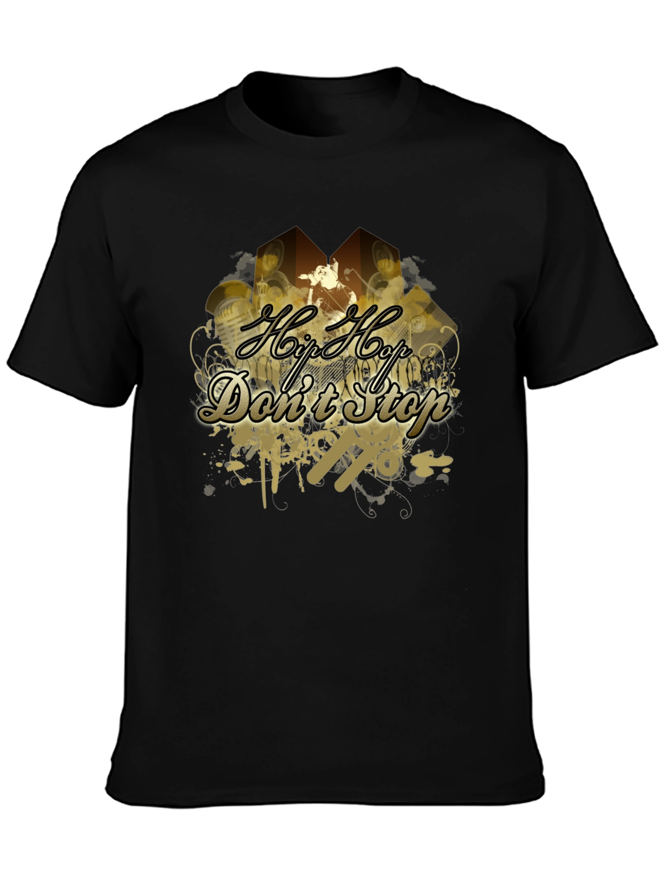 Hip Hop Dont Stop Black T-Shirt