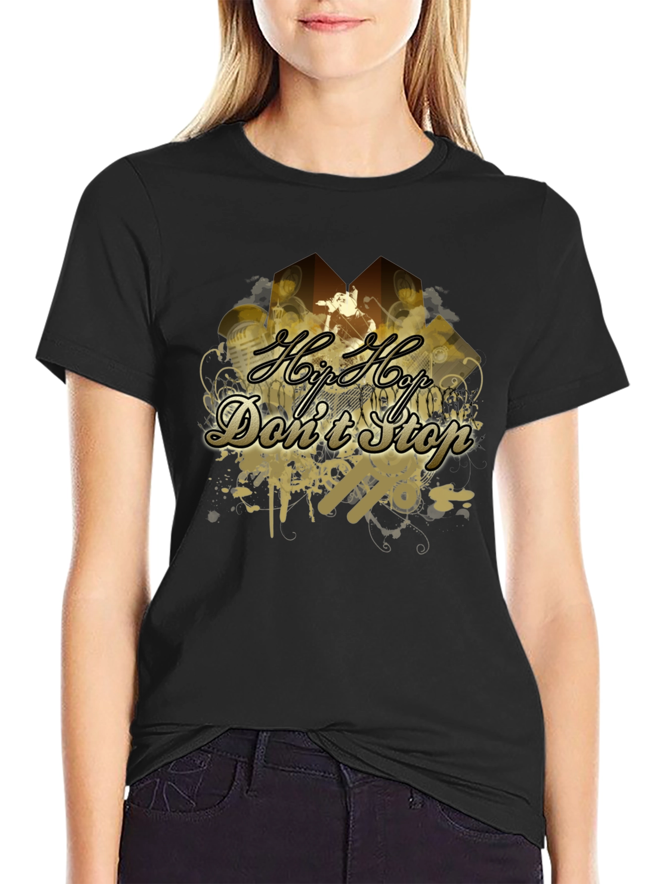 Hip Hop Dont Stop Black T-Shirt