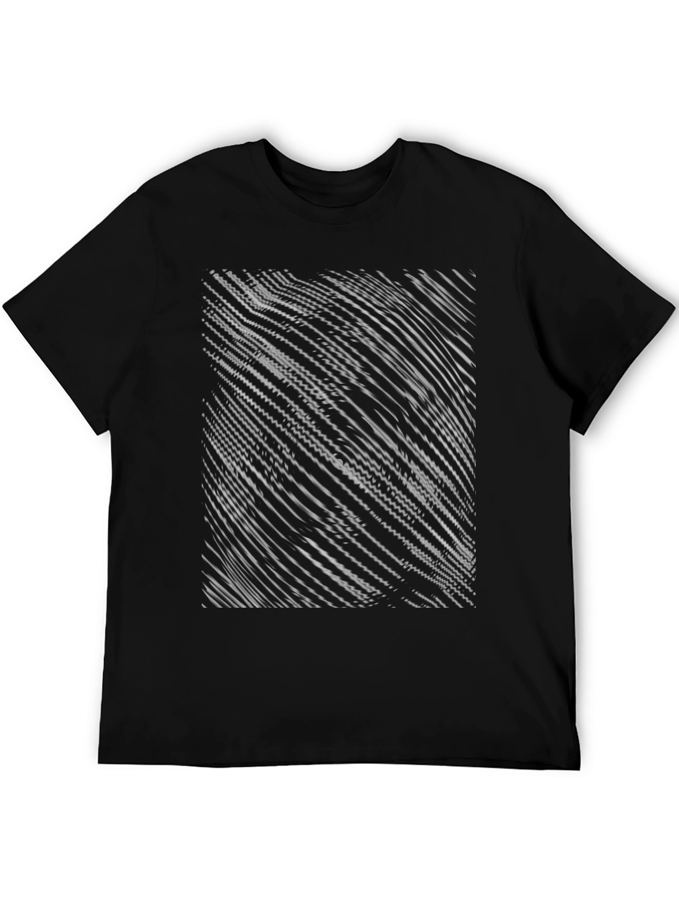 Abstract Wave Pattern Black T-Shirt