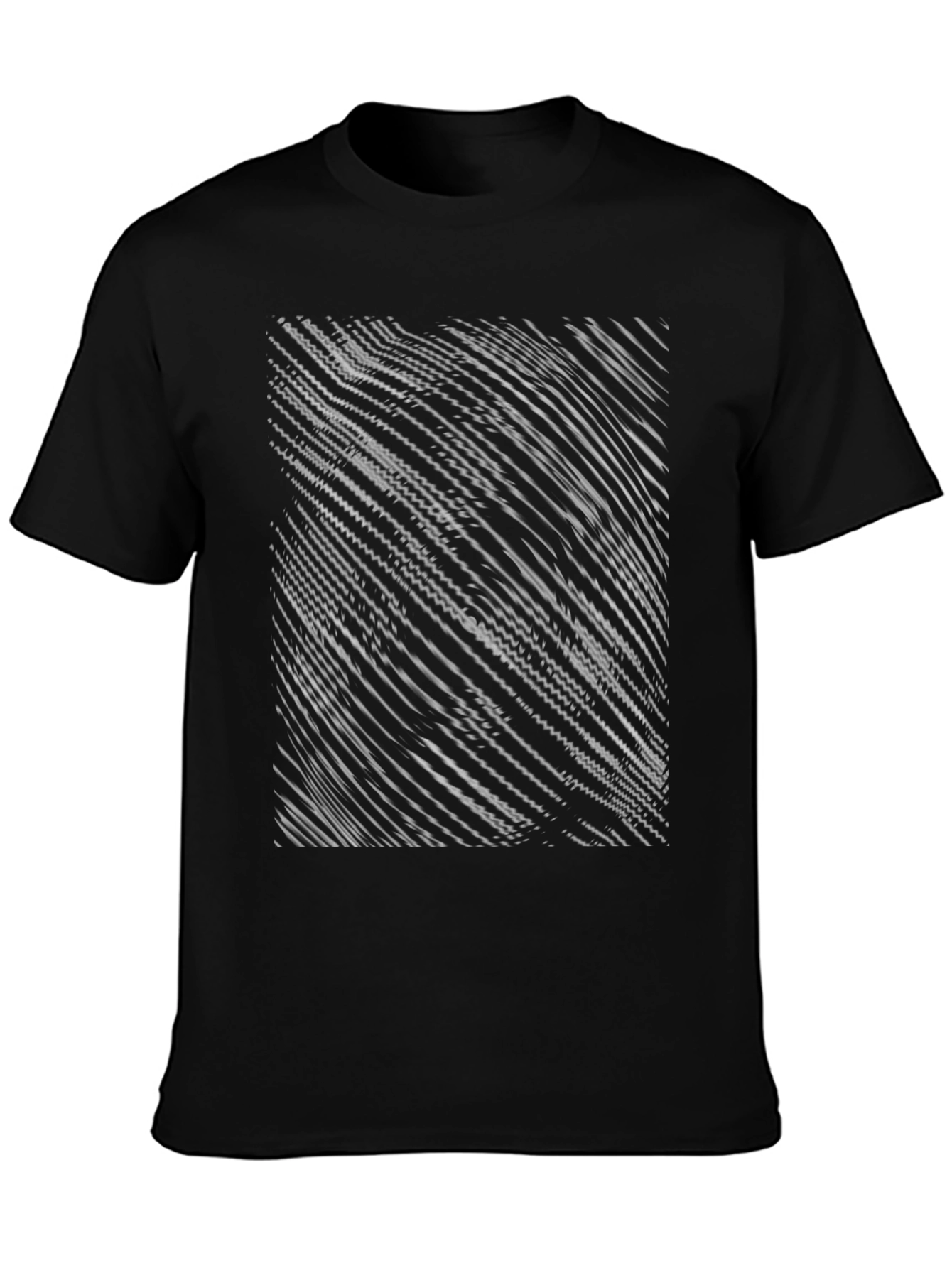 Abstract Wave Pattern Black T-Shirt