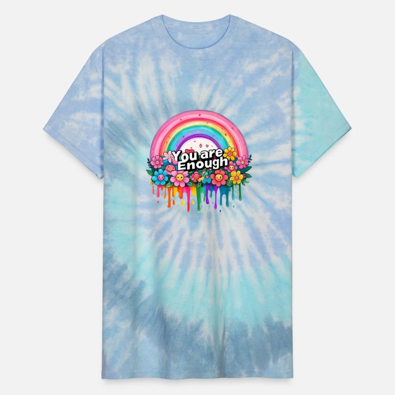 "You Are Enough" Rainbow and Flowers Inspirational