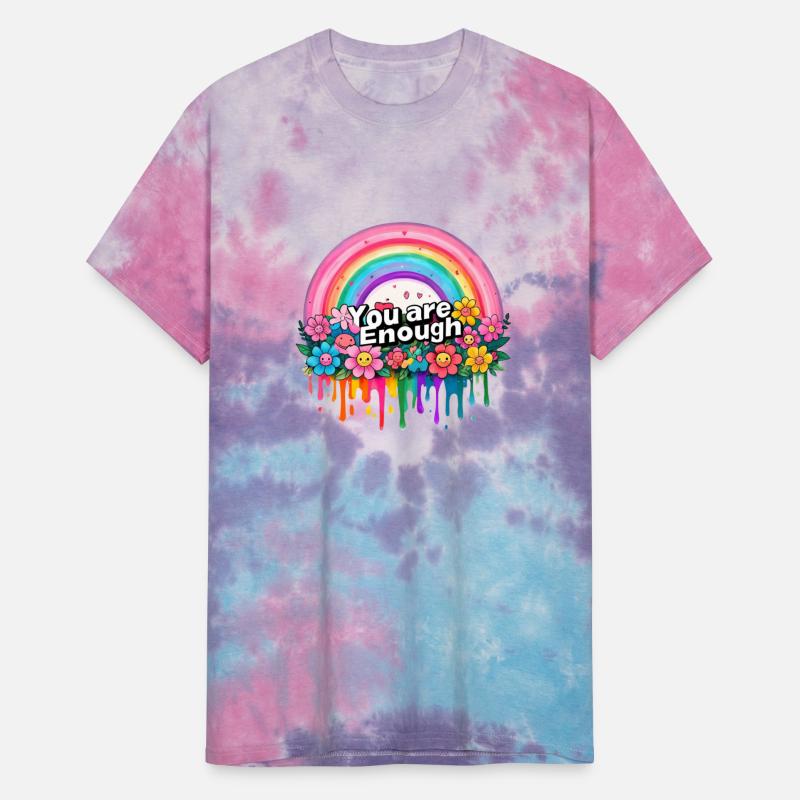 "You Are Enough" Rainbow and Flowers Inspirational