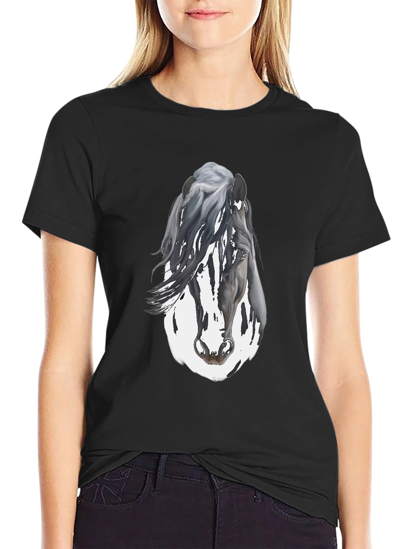 Horse Graphic Mens Black T-Shirt