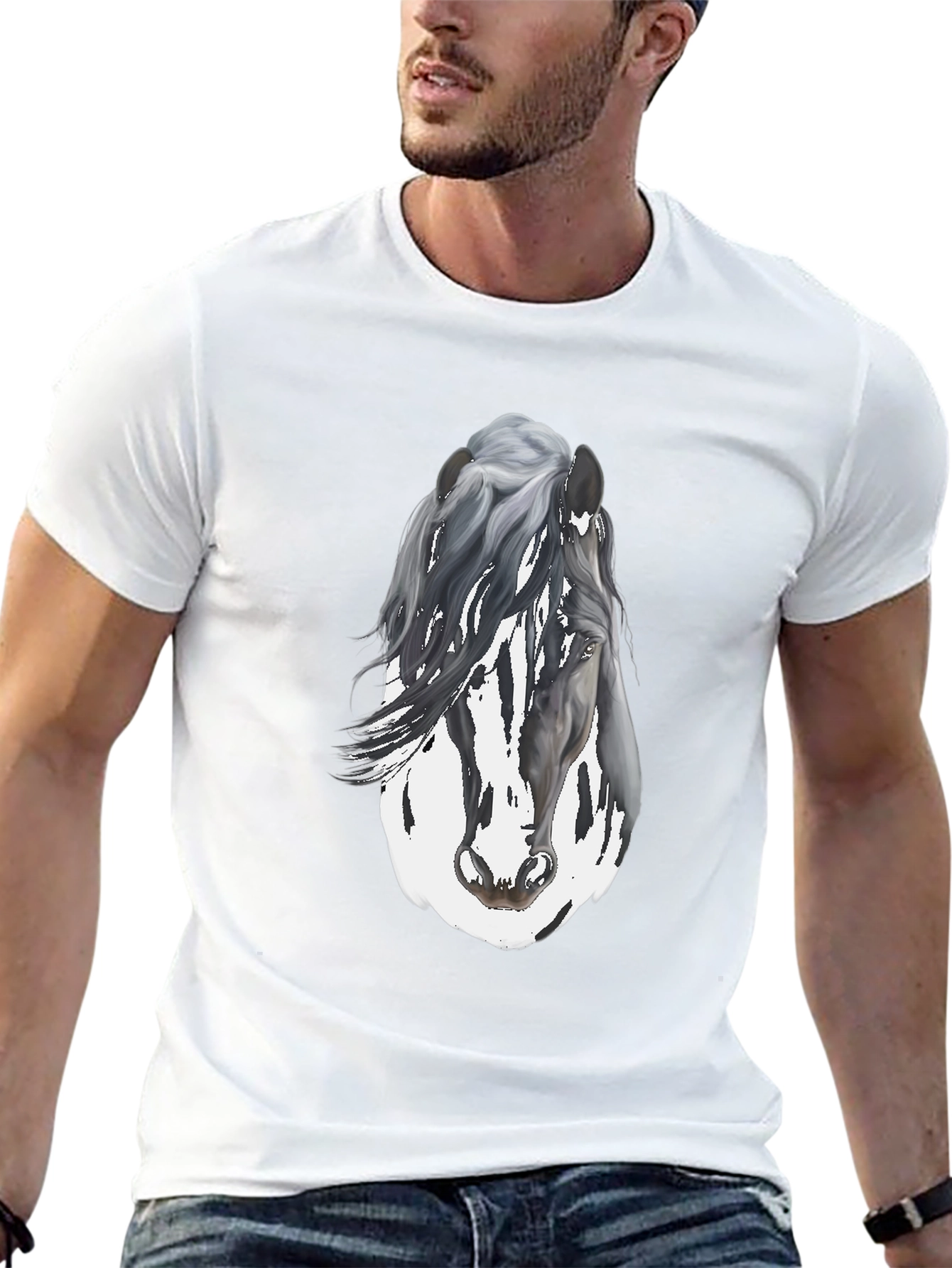 Horse Graphic Mens Black T-Shirt