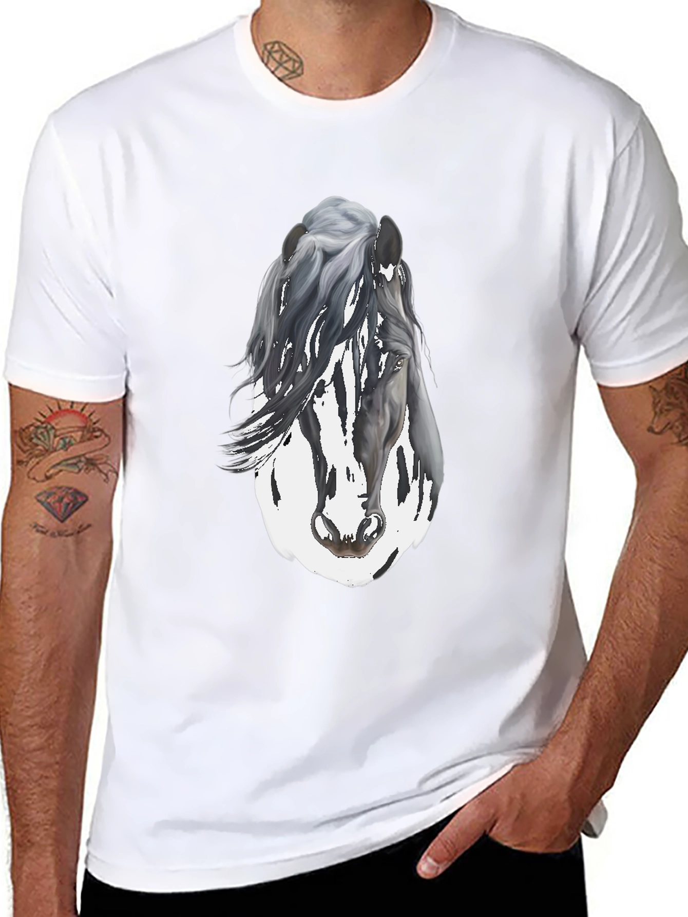 Horse Graphic Mens Black T-Shirt