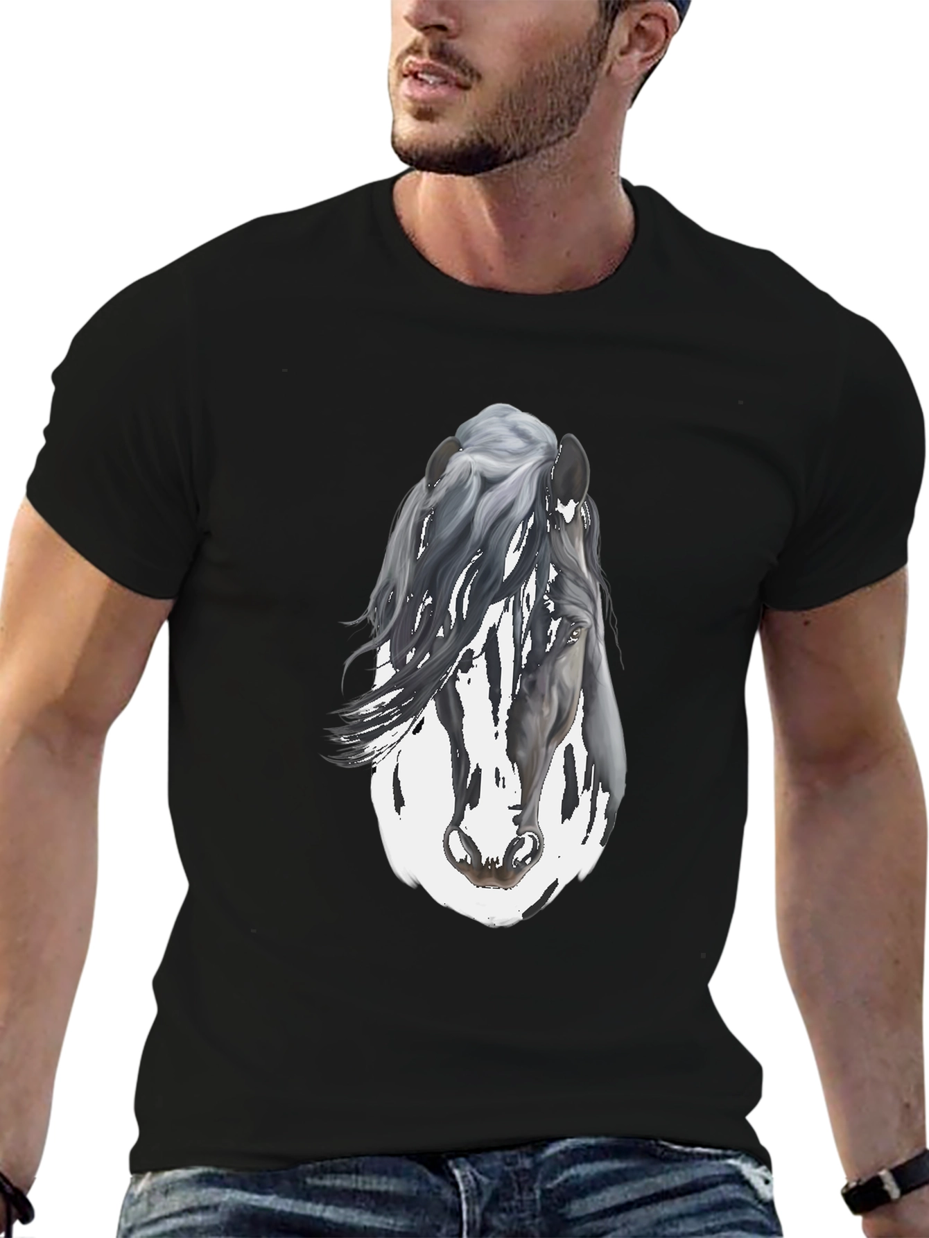 Horse Graphic Mens Black T-Shirt