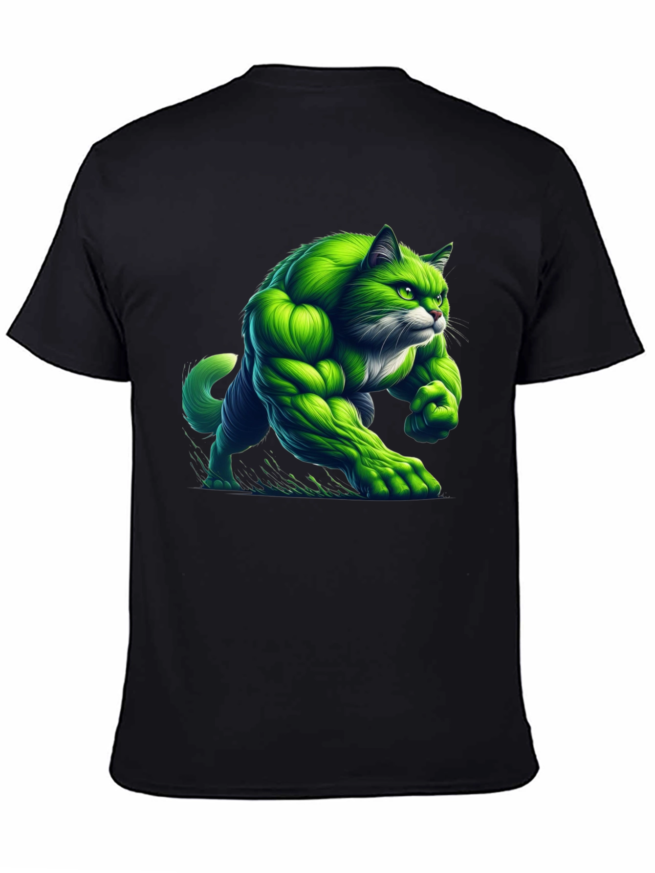 Hulk Cat T-Shirt - Green Muscle Cat Tee