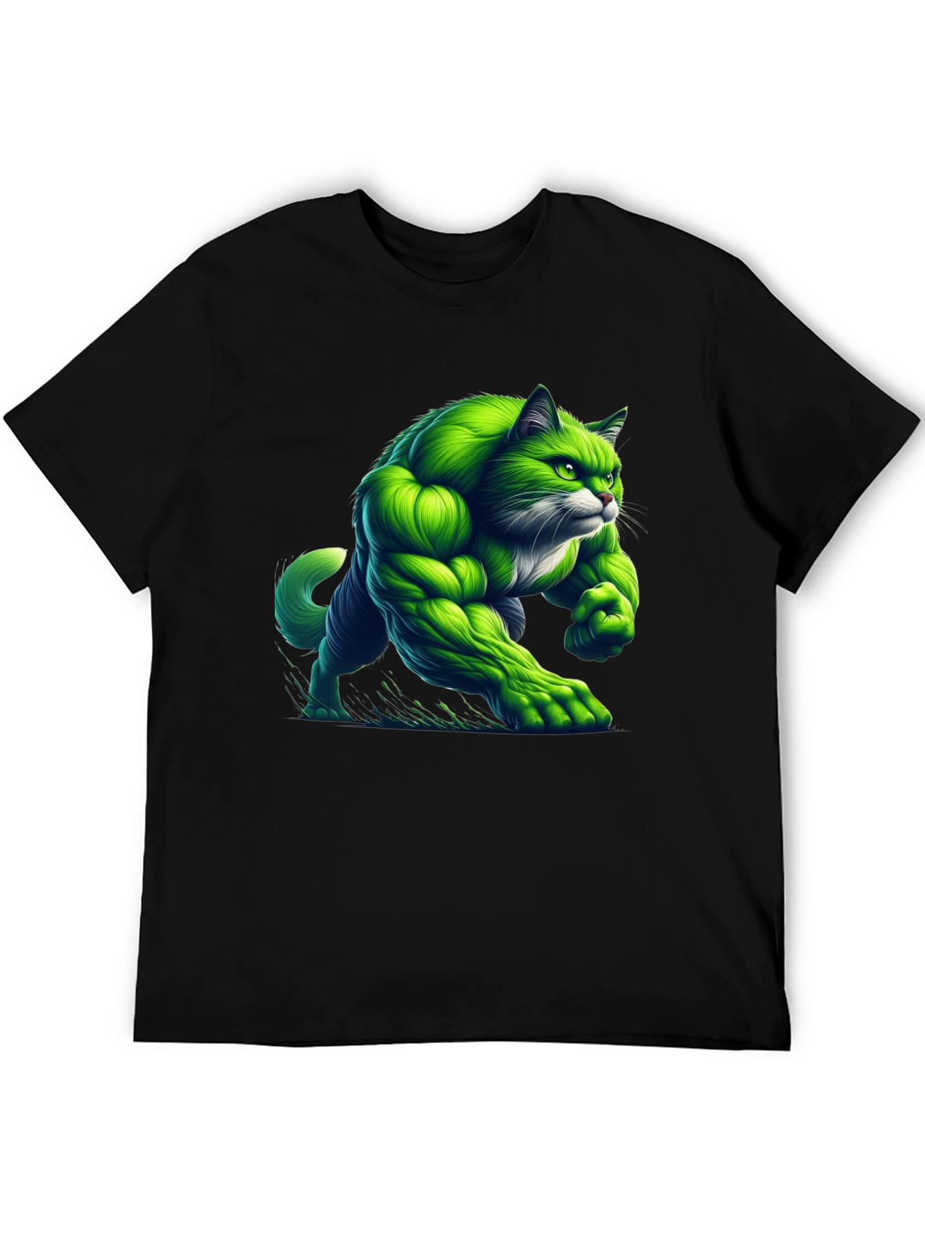 Hulk Cat T-Shirt - Green Muscle Cat Tee