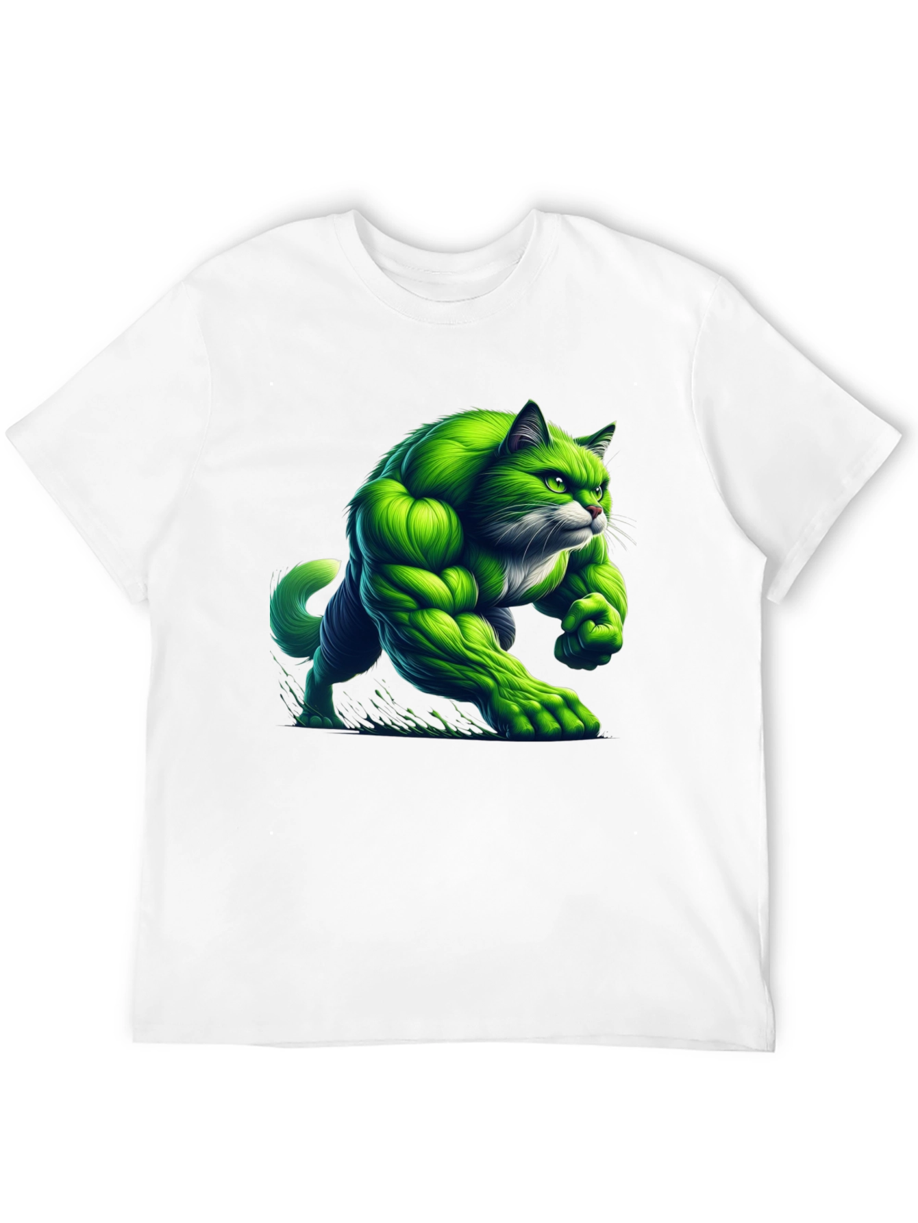 Hulk Cat T-Shirt - Green Muscle Cat Tee