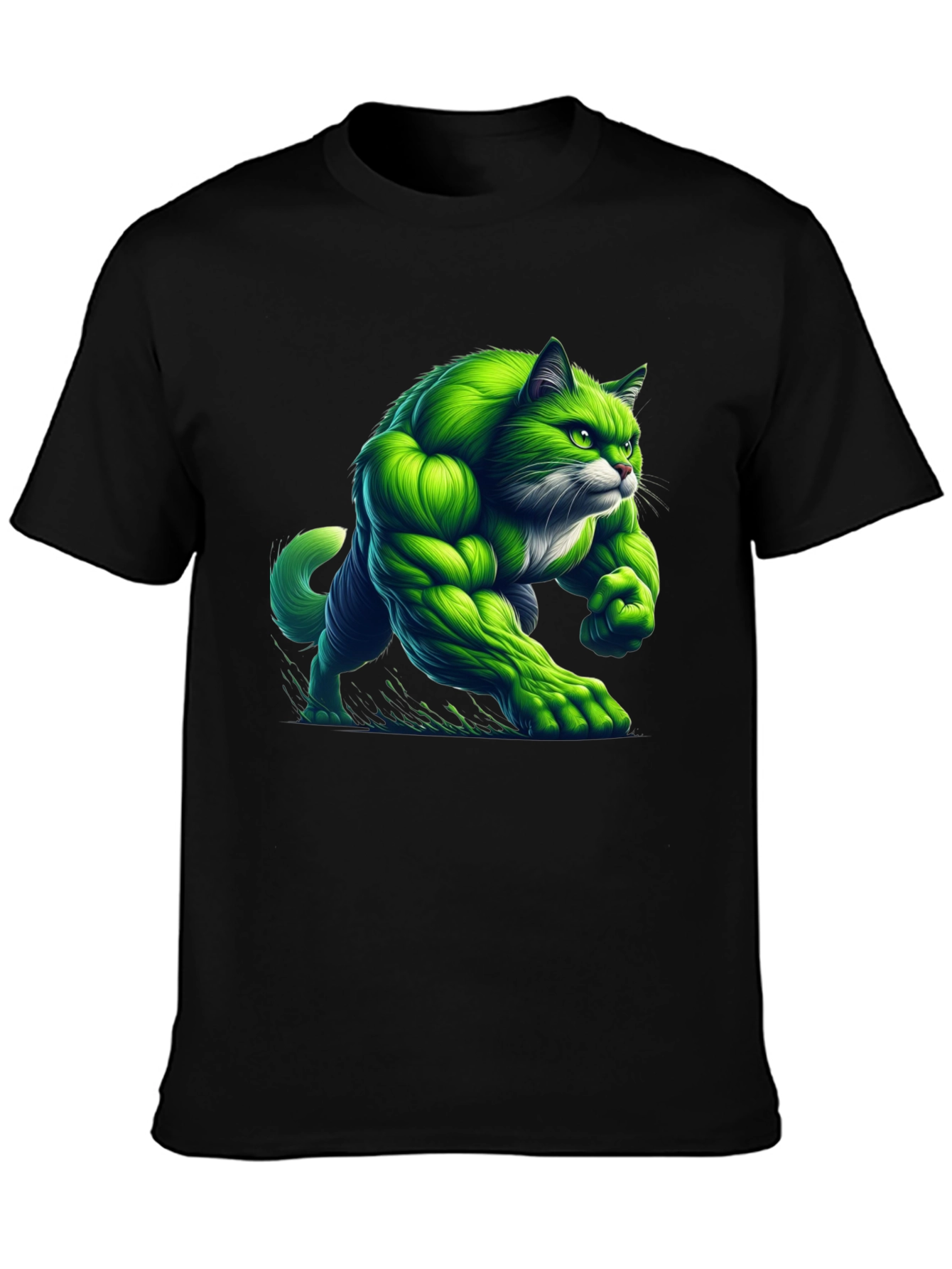 Hulk Cat T-Shirt - Green Muscle Cat Tee