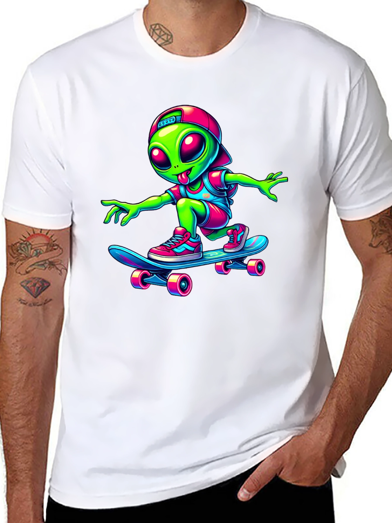 Alien Skateboarder Graphic Tee