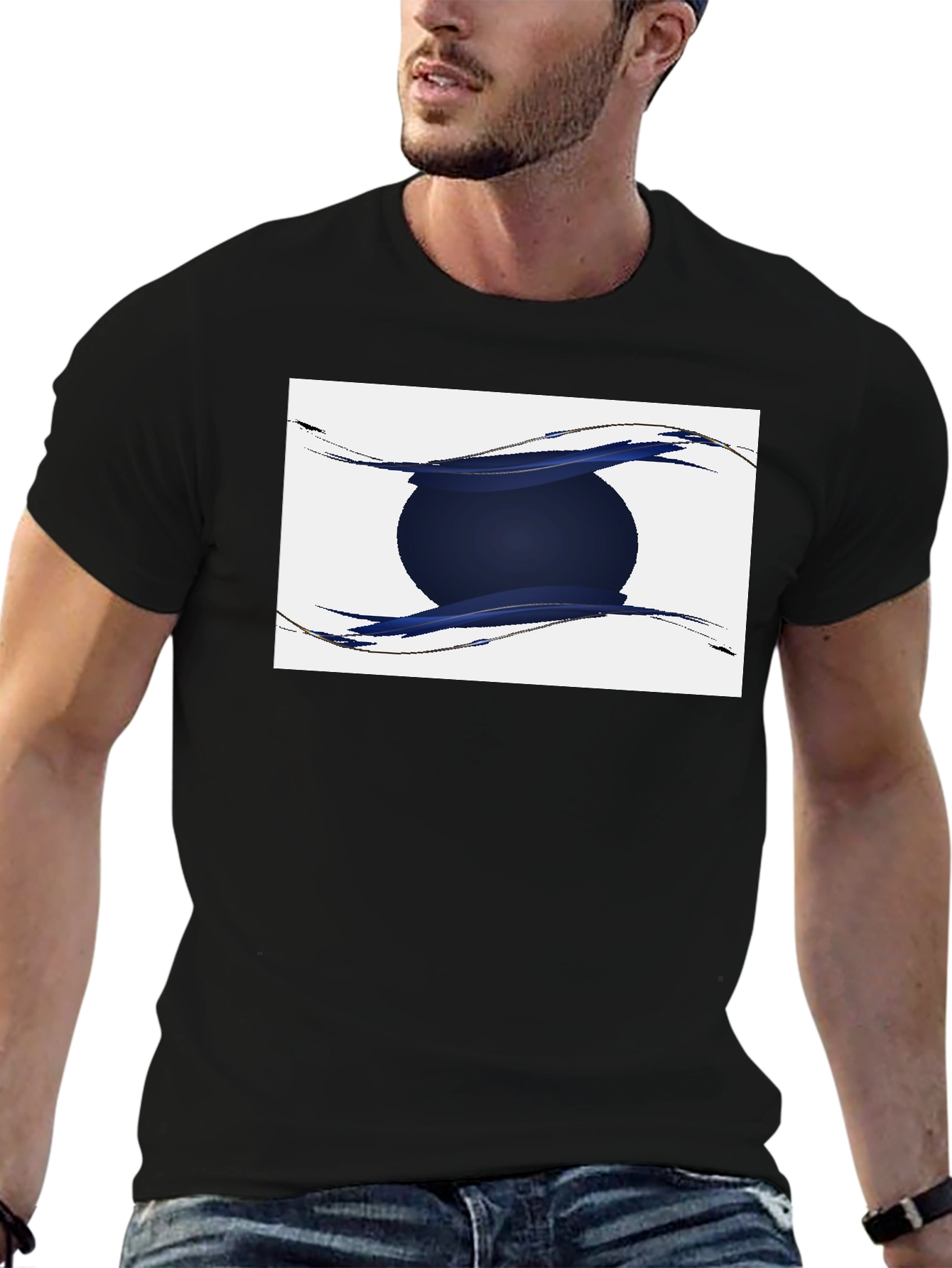 Abstract Circle Graphic Black T-Shirt