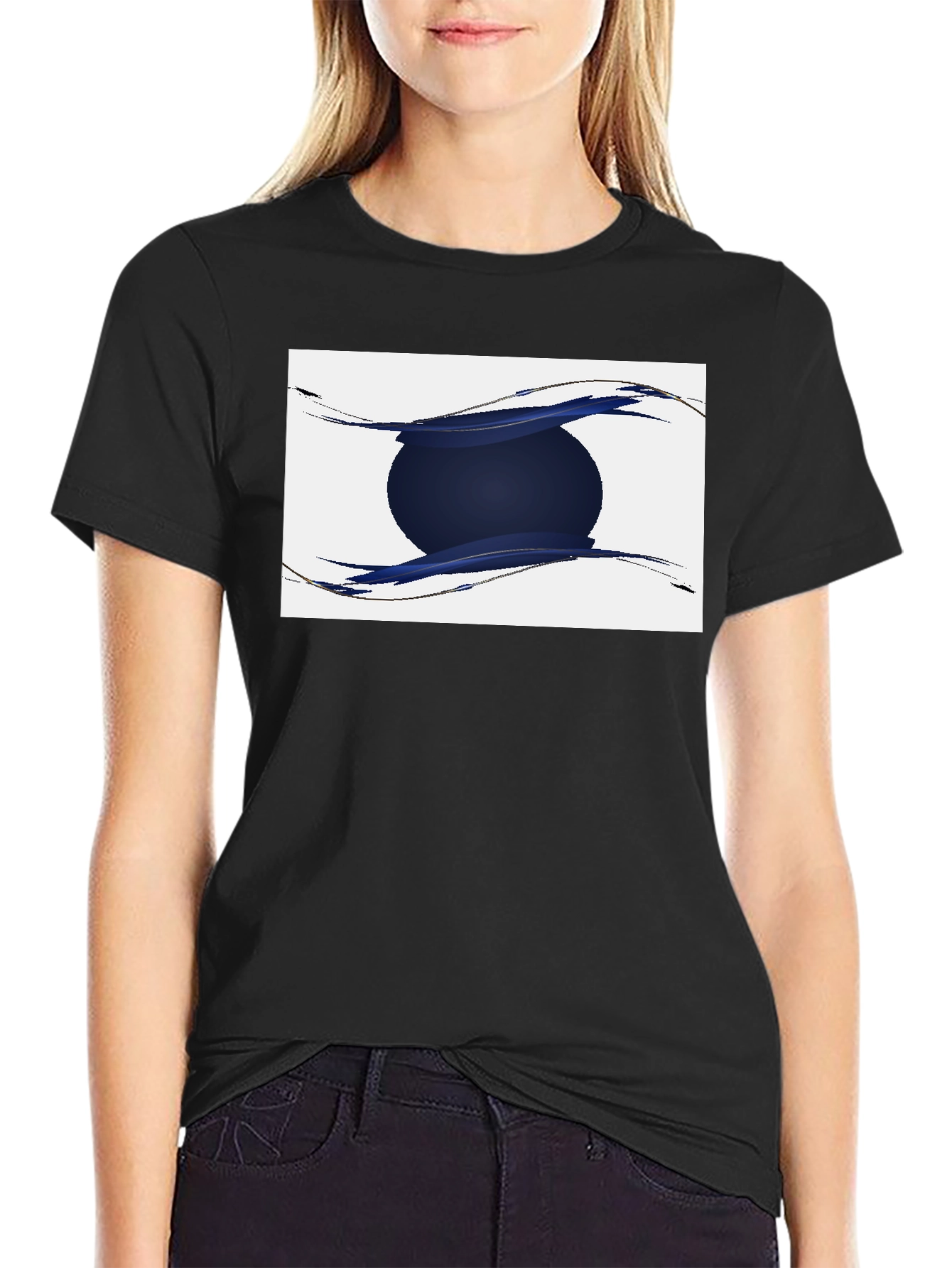 Abstract Circle Graphic Black T-Shirt