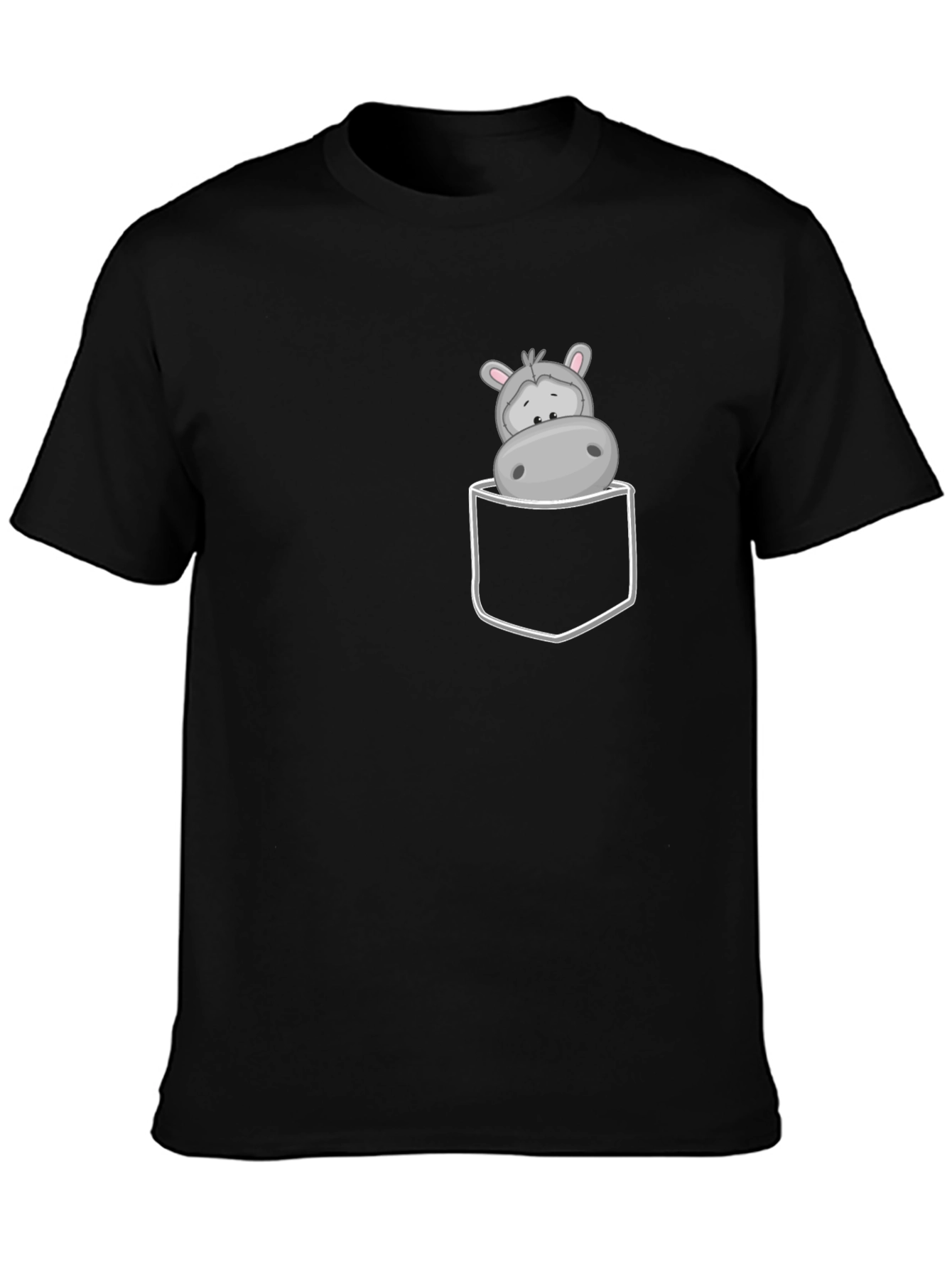 Hippo Pocket Tee - Cute Cartoon Graphic