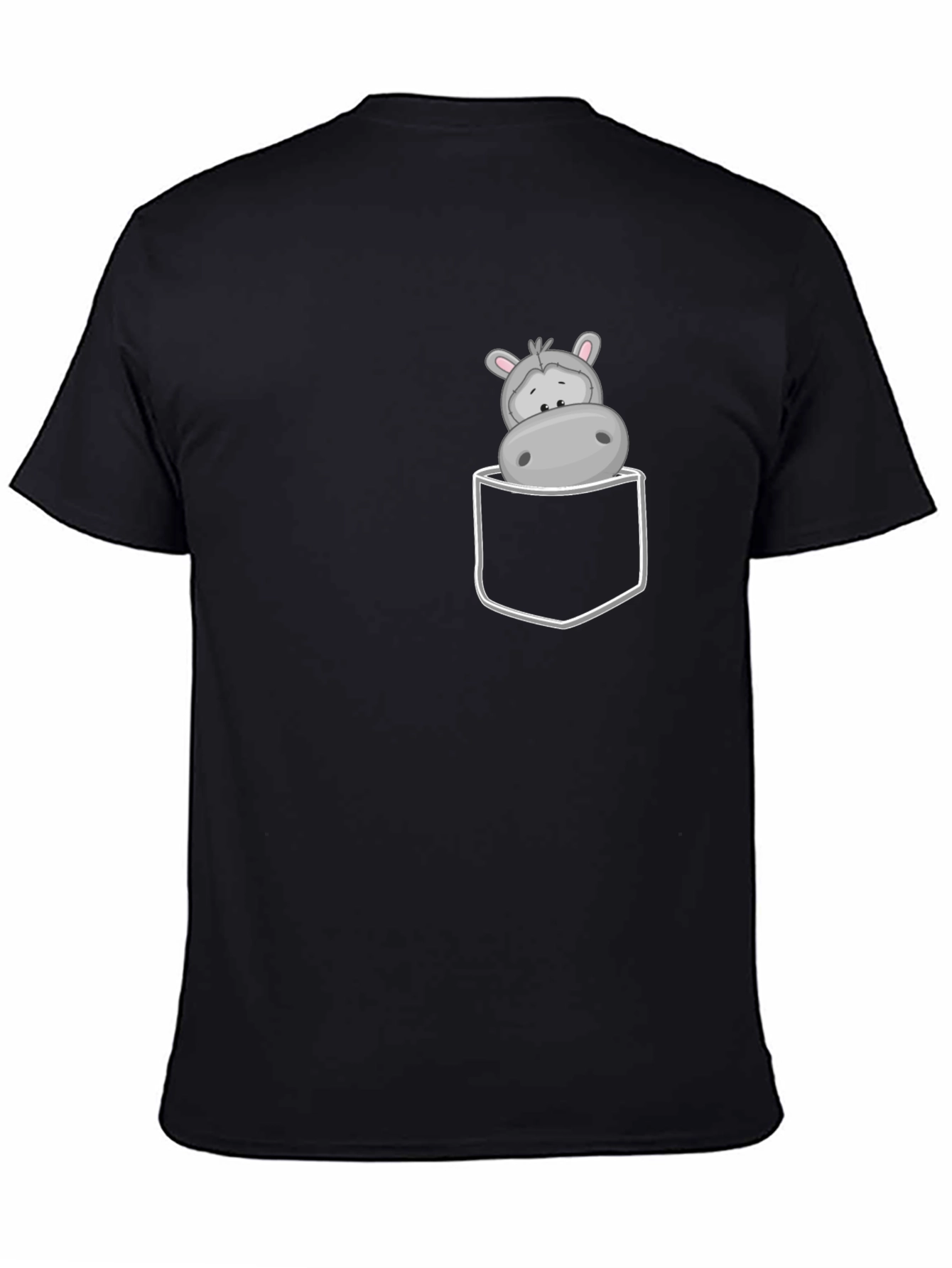 Hippo Pocket Tee - Cute Cartoon Graphic