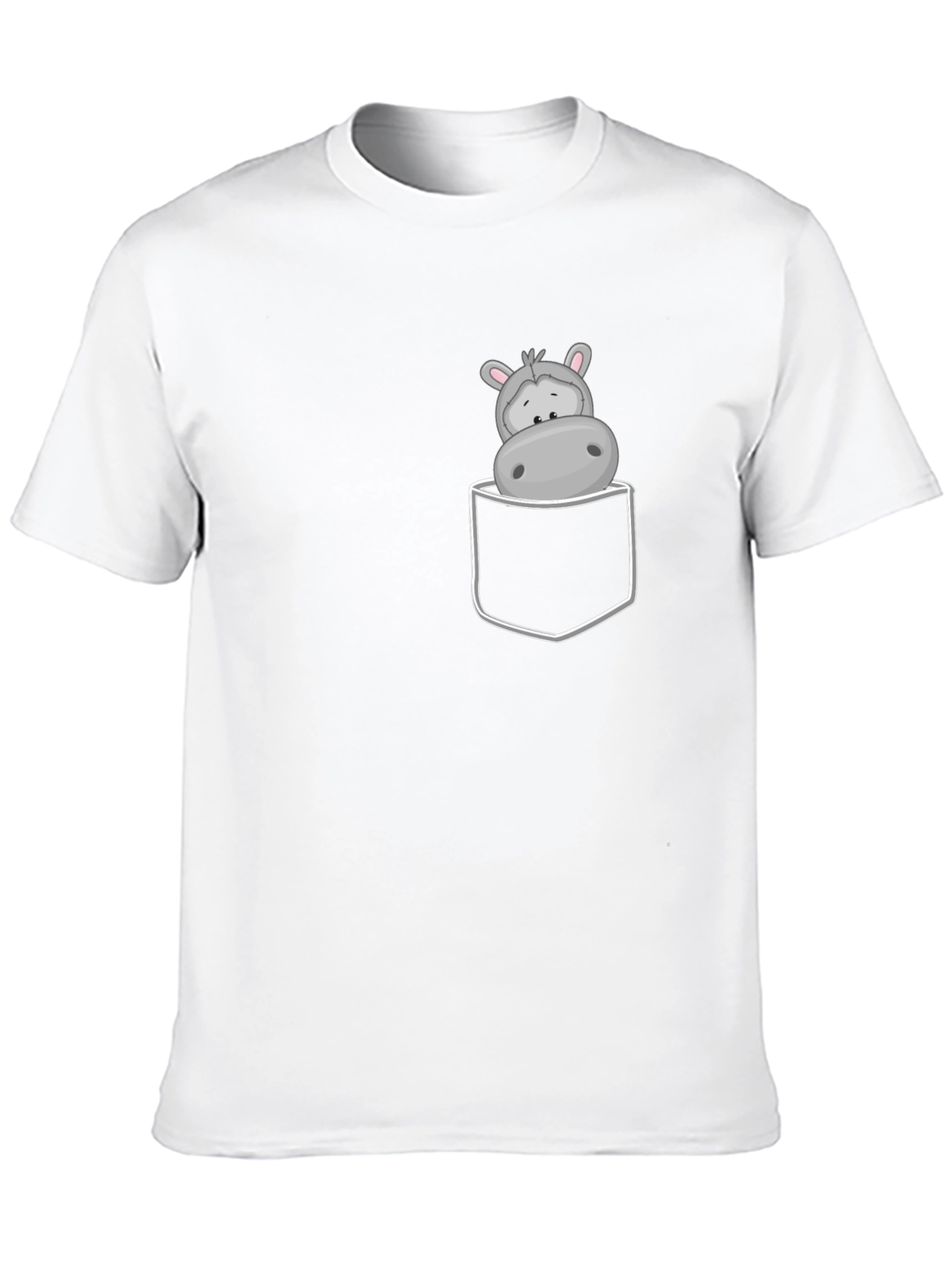 Hippo Pocket Tee - Cute Cartoon Graphic