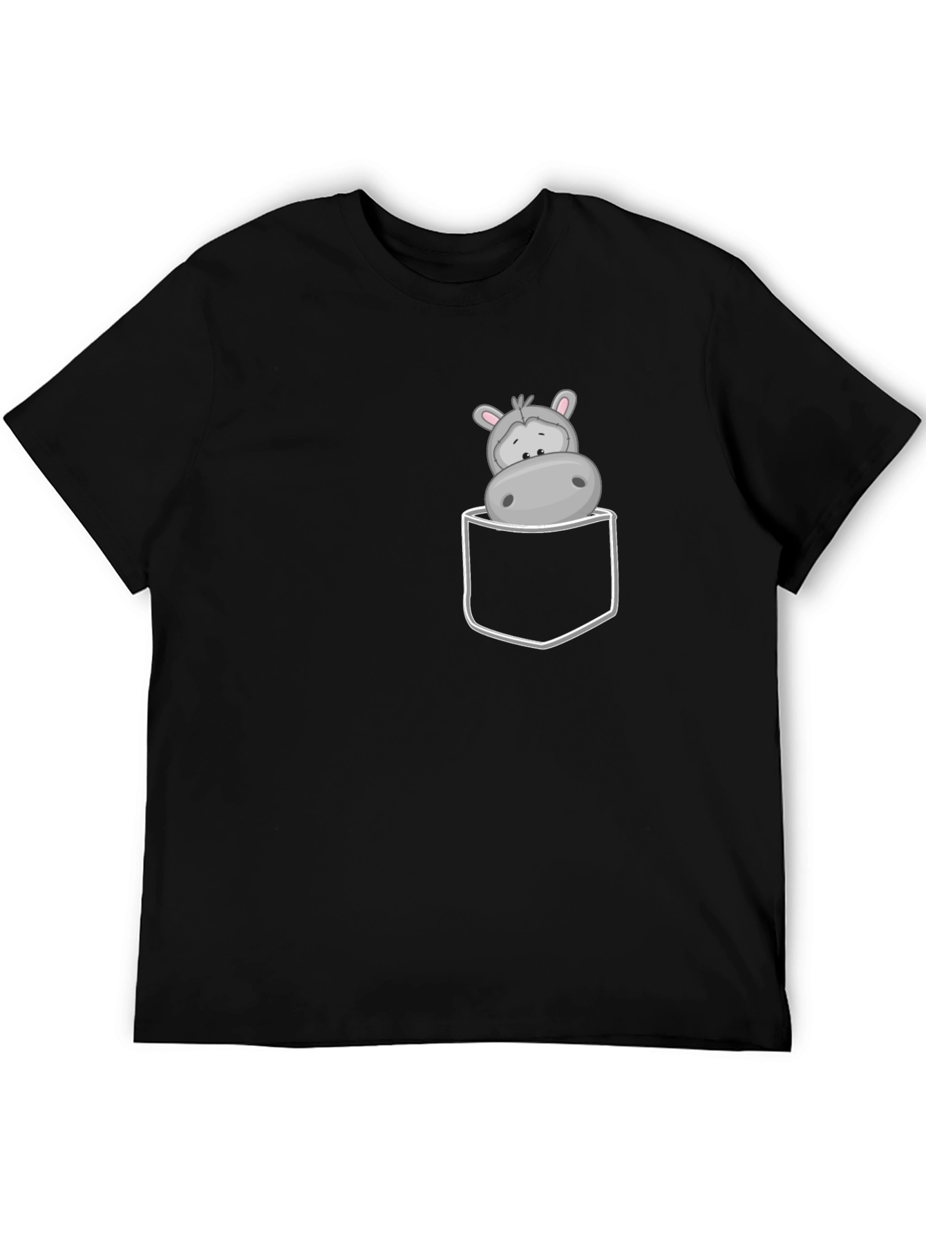 Hippo Pocket Tee - Cute Cartoon Graphic