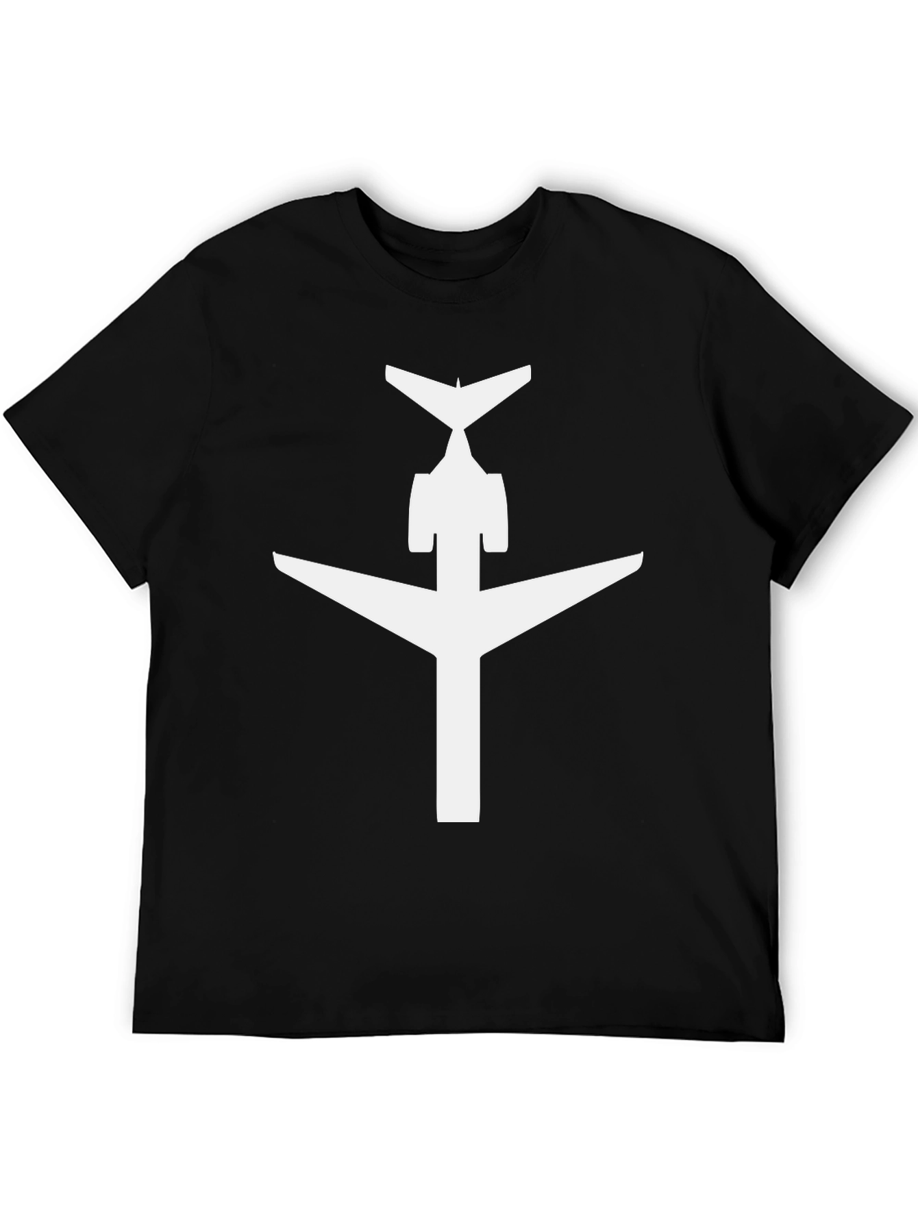 Airplane Silhouette Graphic Tee - Black