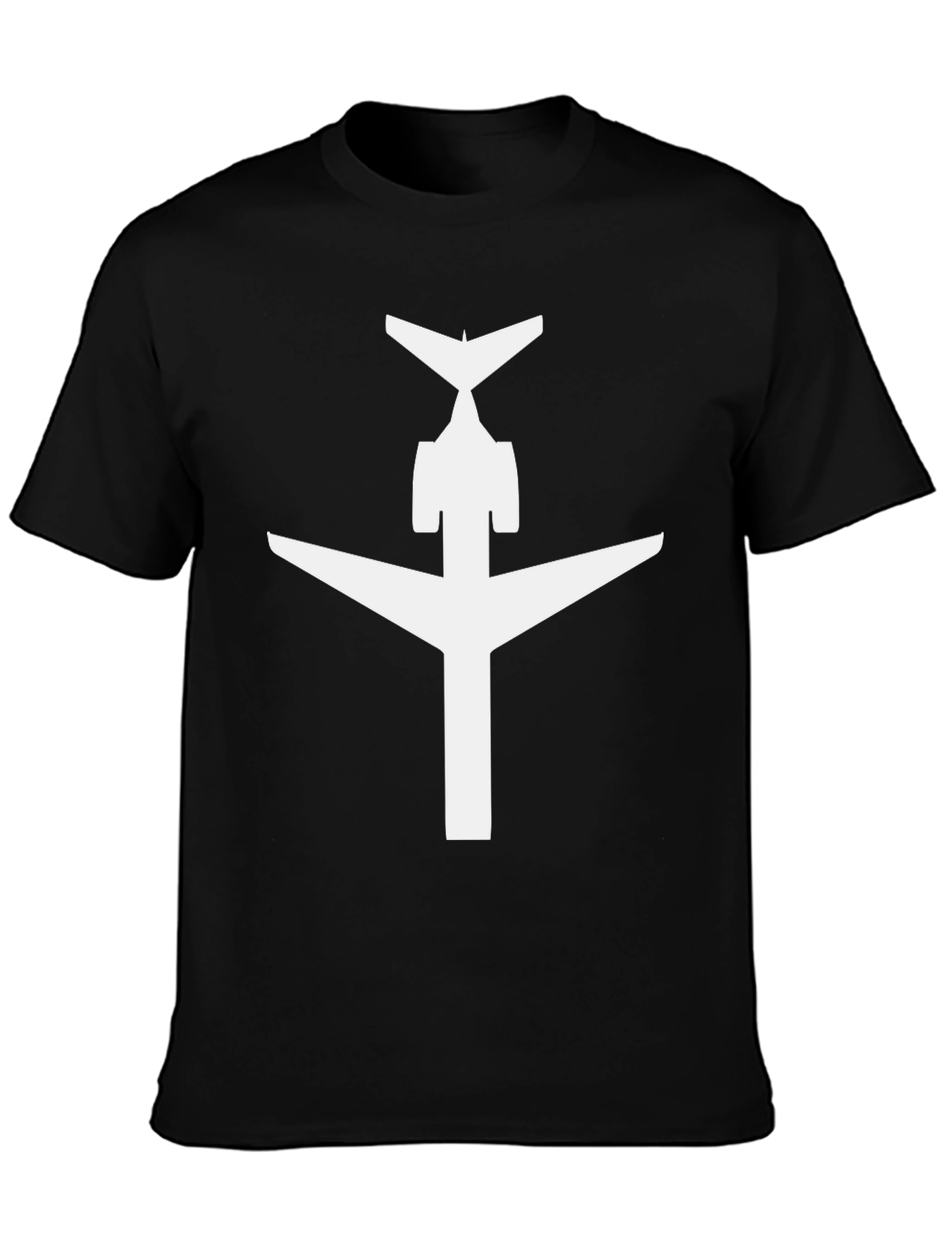Airplane Silhouette Graphic Tee - Black