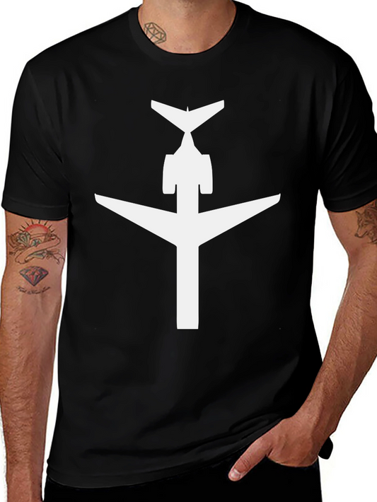 Airplane Silhouette Graphic Tee - Black