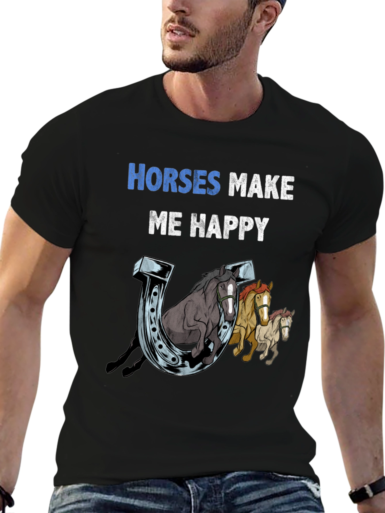Horses Make Me Happy Graphic T-Shirt