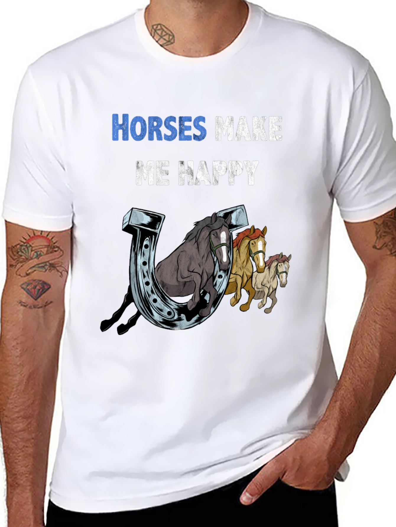 Horses Make Me Happy Graphic T-Shirt