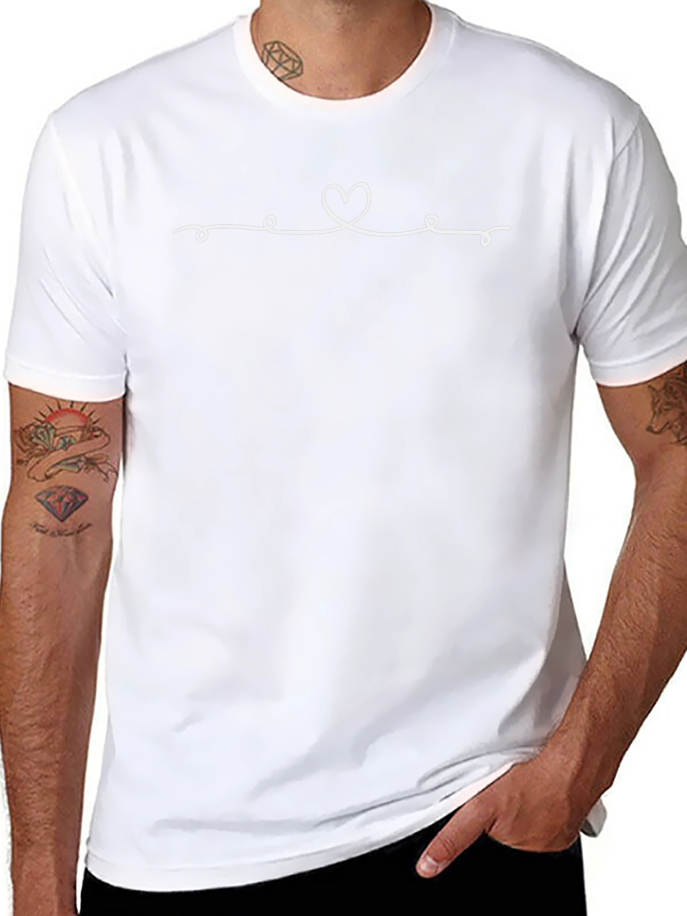 Heart Line Graphic Black T-Shirt - Stylish Casual Wear