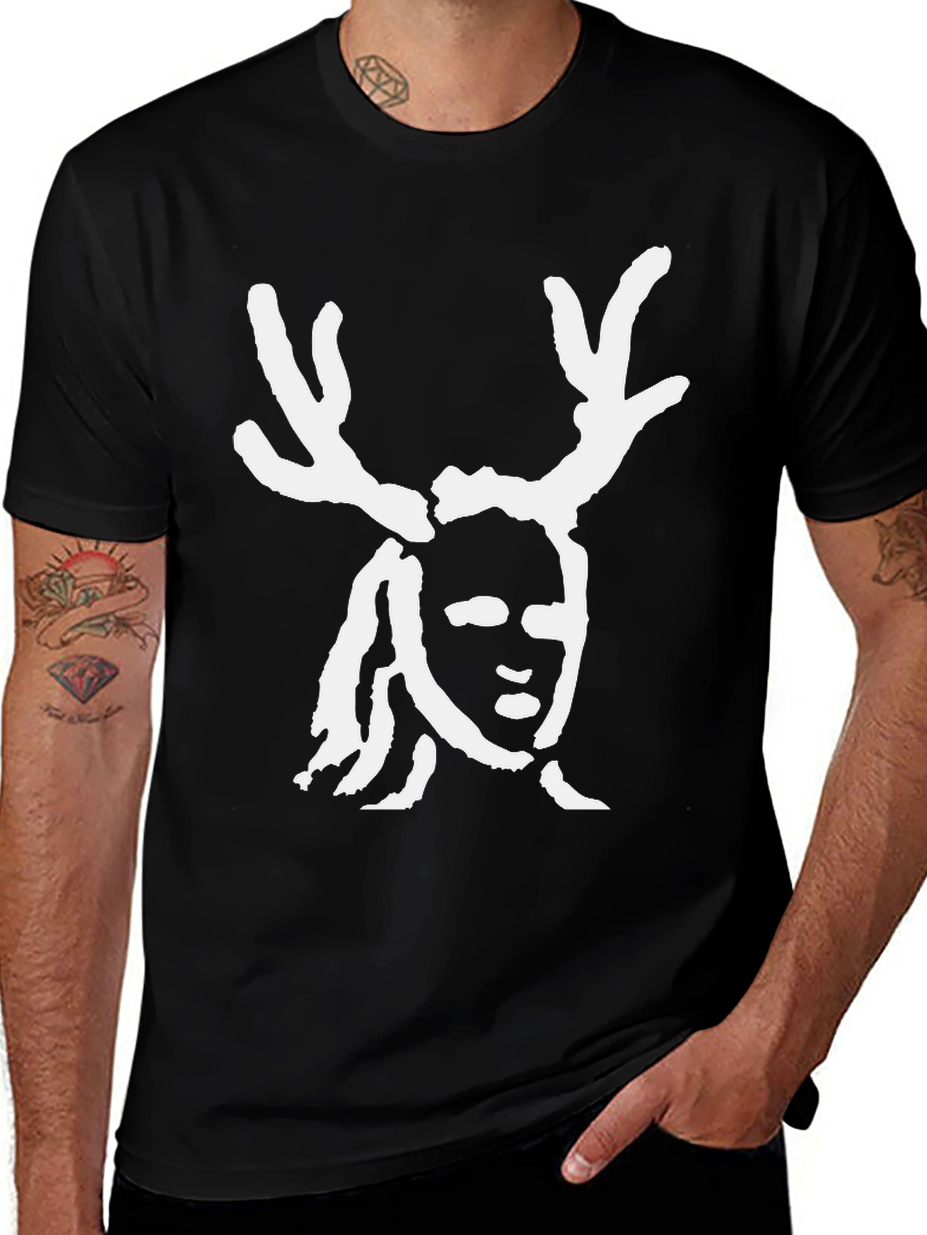 Antlered Figure Black T-Shirt