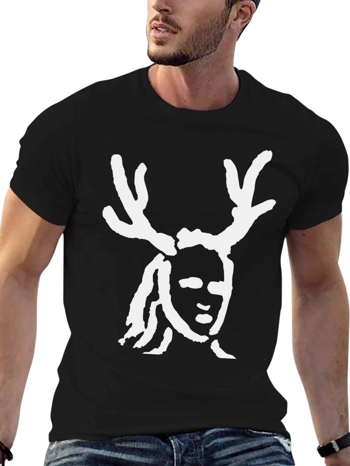 Antlered Figure Black T-Shirt