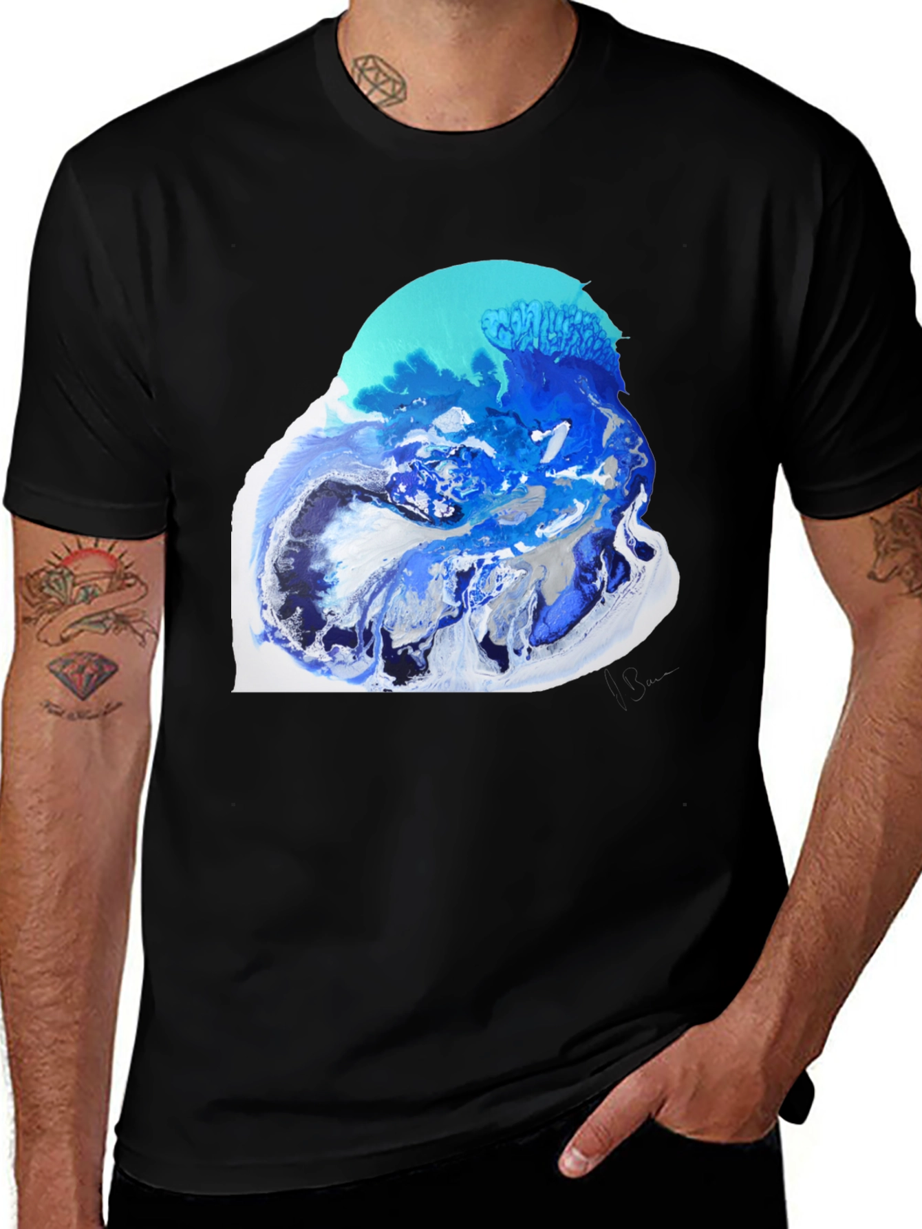 Abstract Ocean Art Black T-Shirt