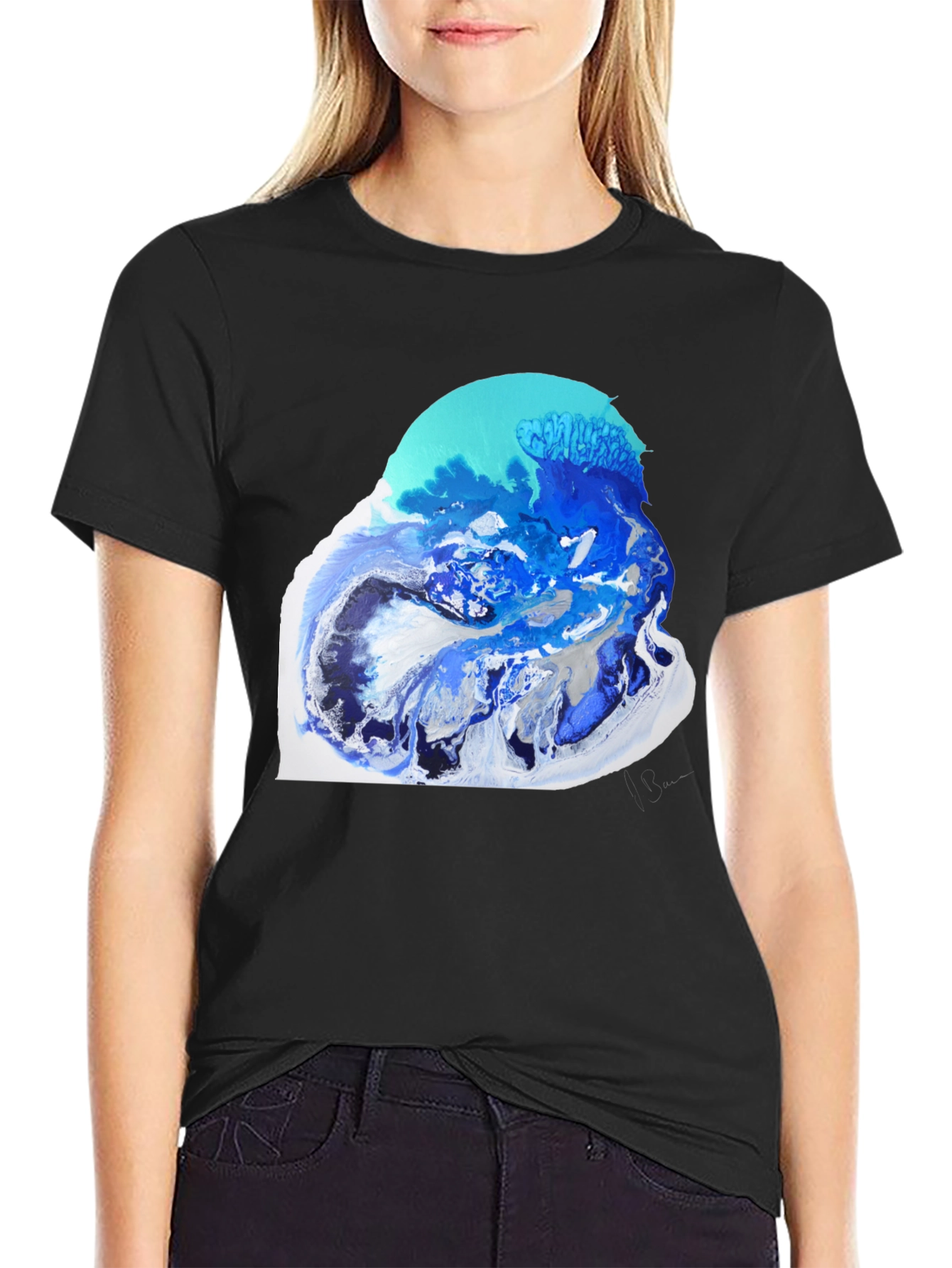 Abstract Ocean Art Black T-Shirt