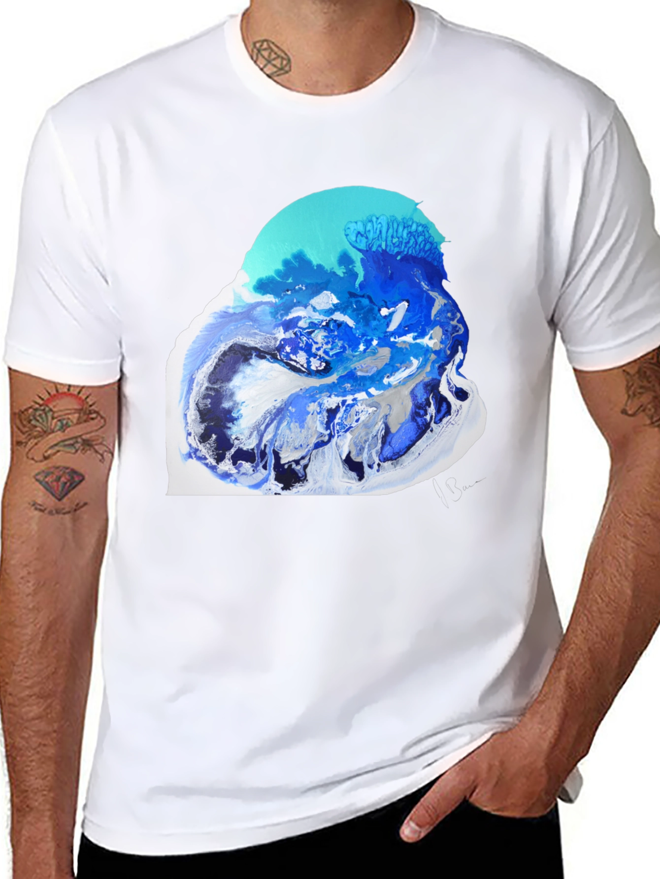 Abstract Ocean Art Black T-Shirt