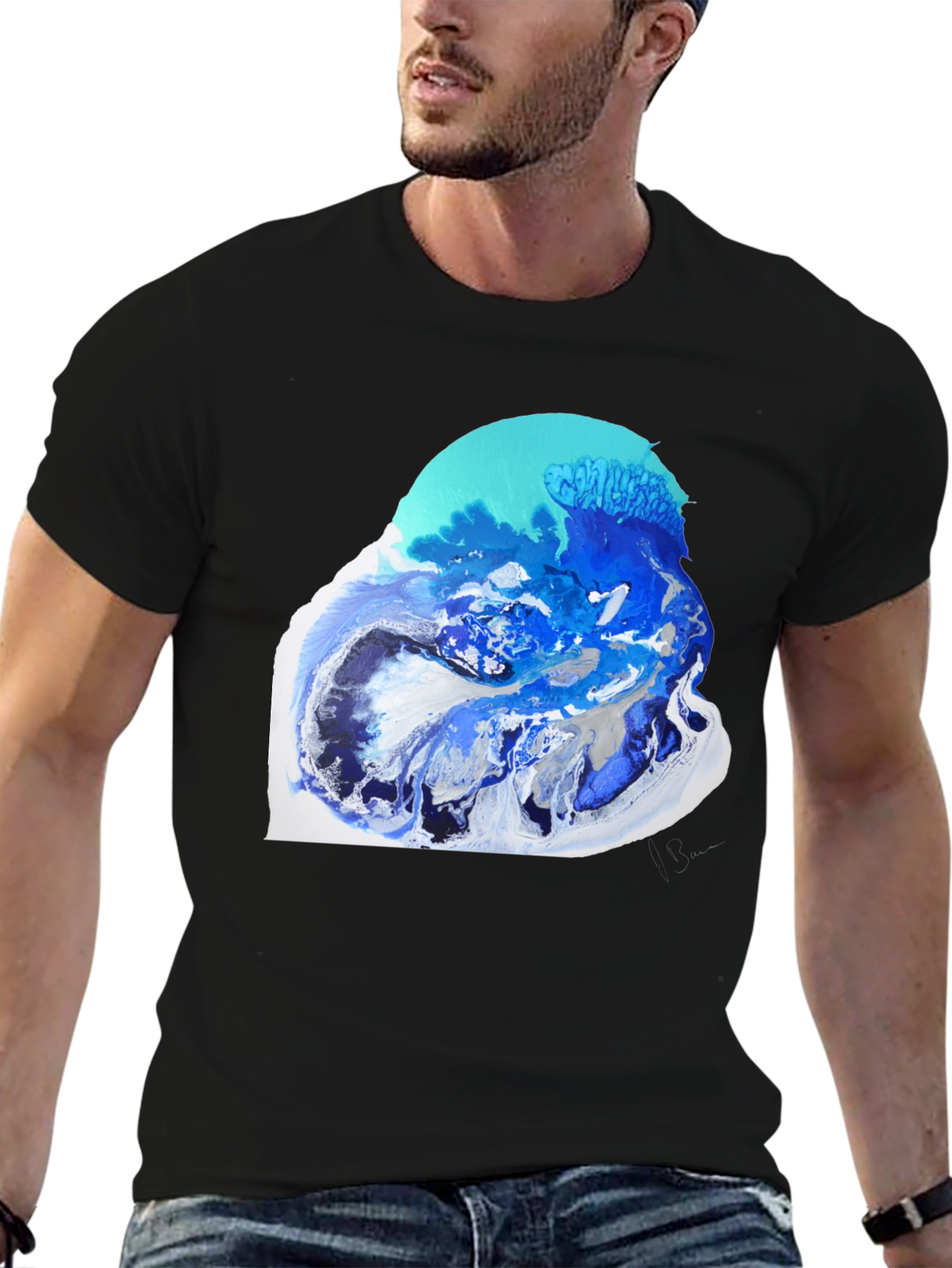 Abstract Ocean Art Black T-Shirt