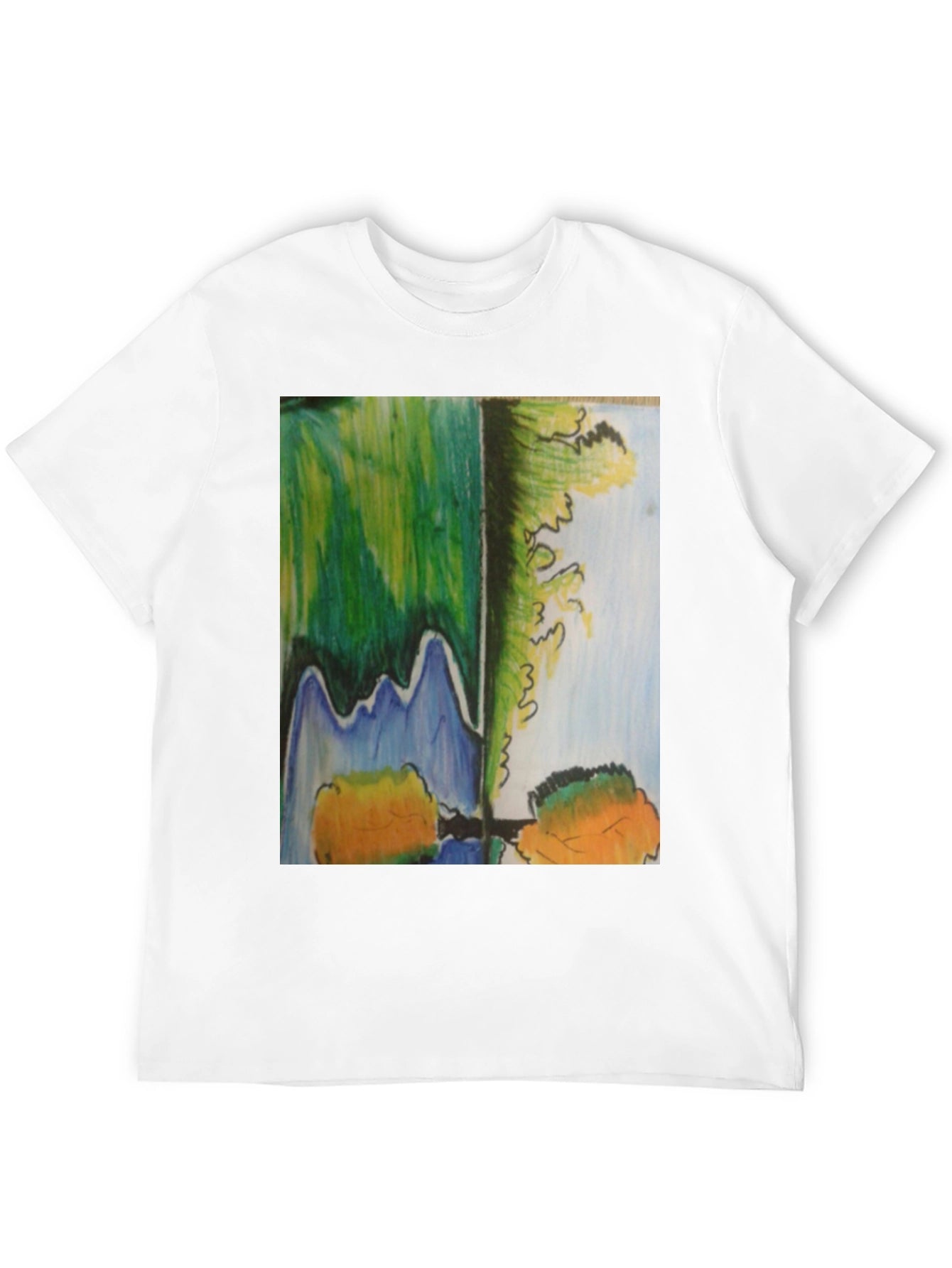 Abstract Landscape Graphic Tee - Mens Black Cotton Blend