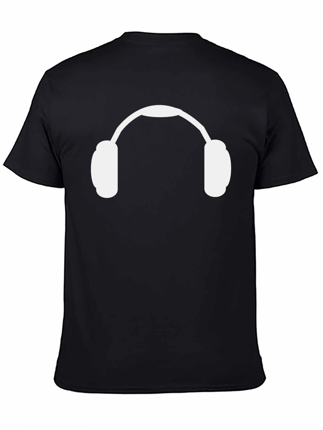 Headphone Graphic Tee - Black Cotton Casual Shirt