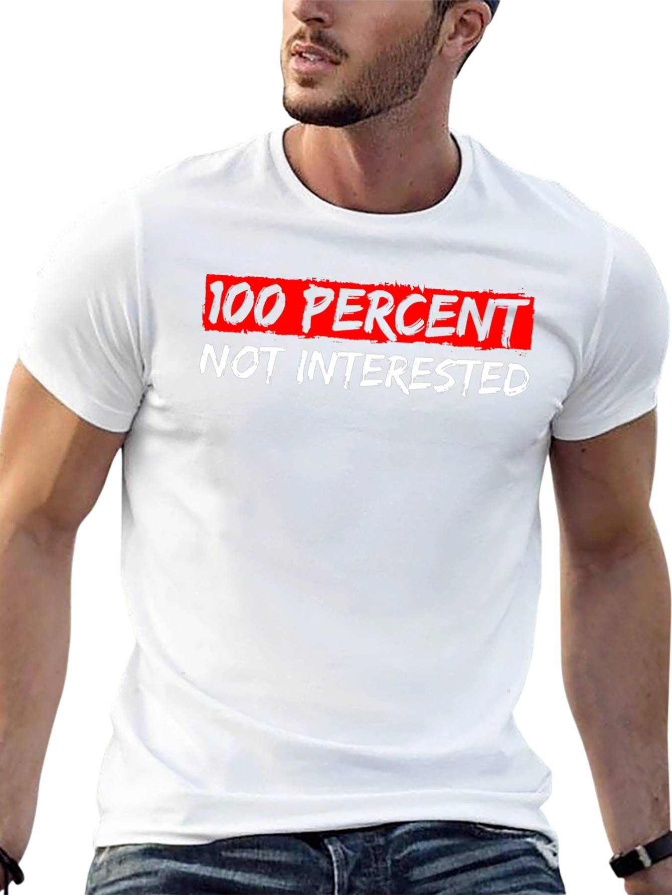 100% Not Interested Graphic Tee - Black