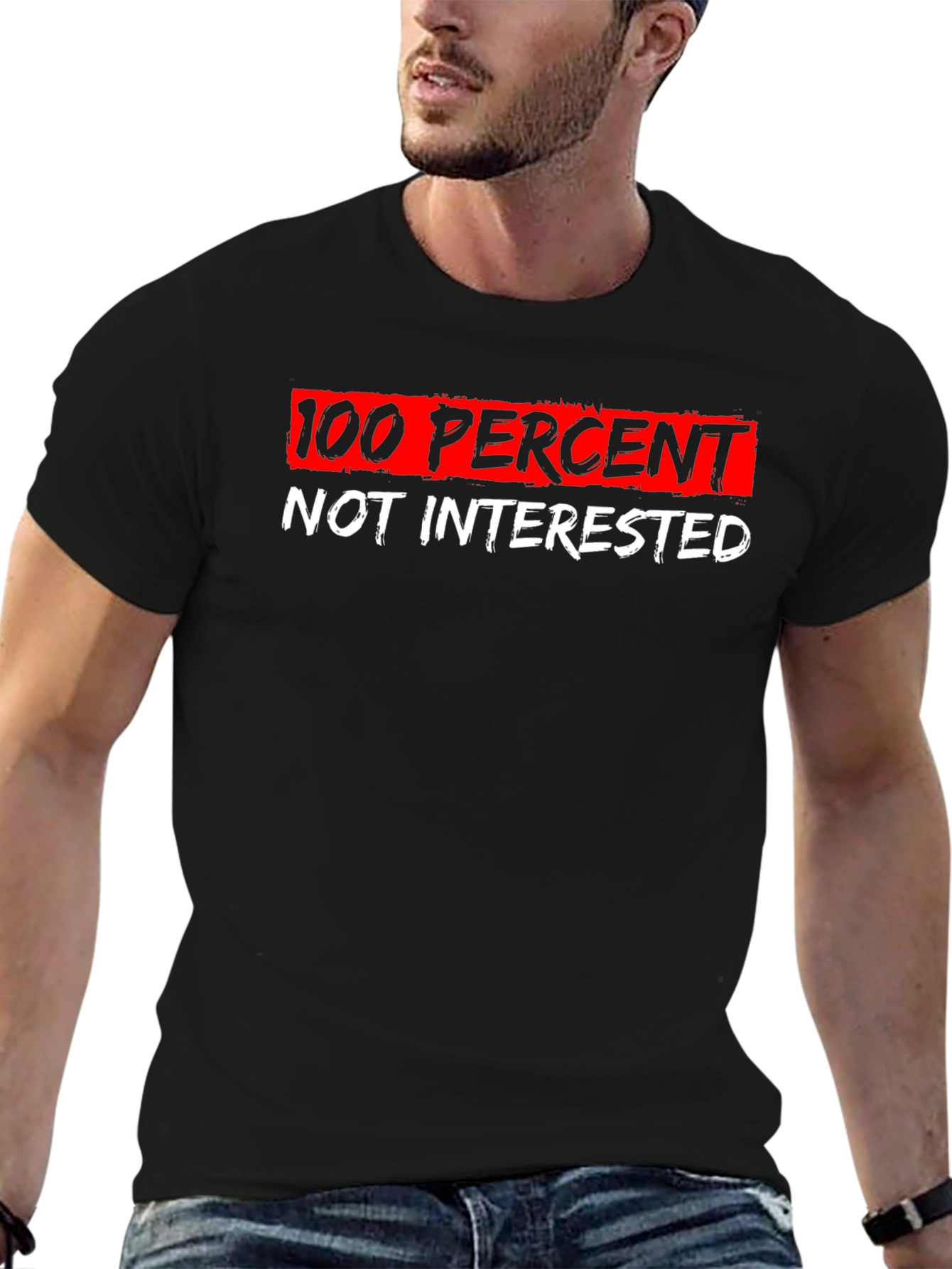 100% Not Interested Graphic Tee - Black